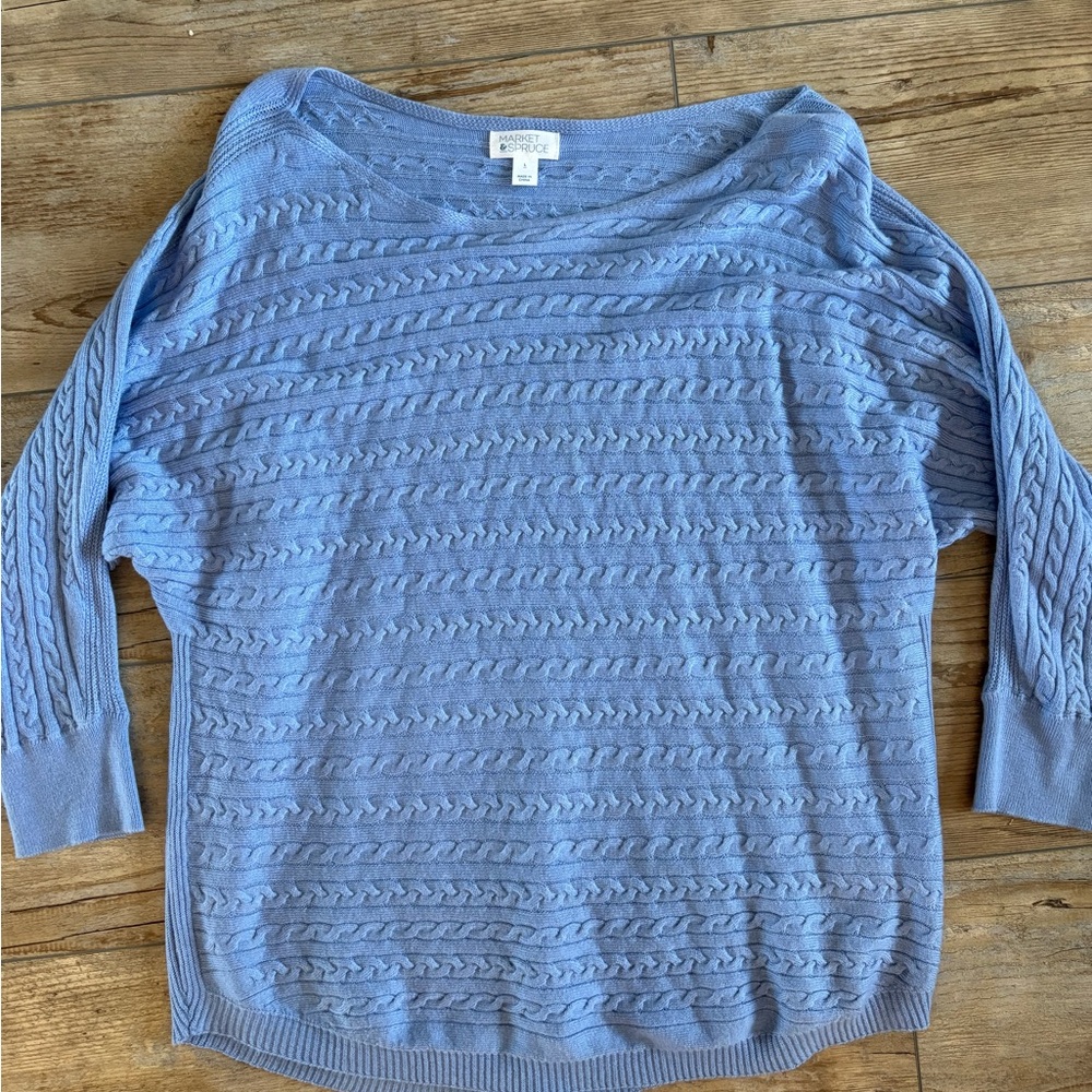 Market & Spruce Sky Blue Textured Sweater